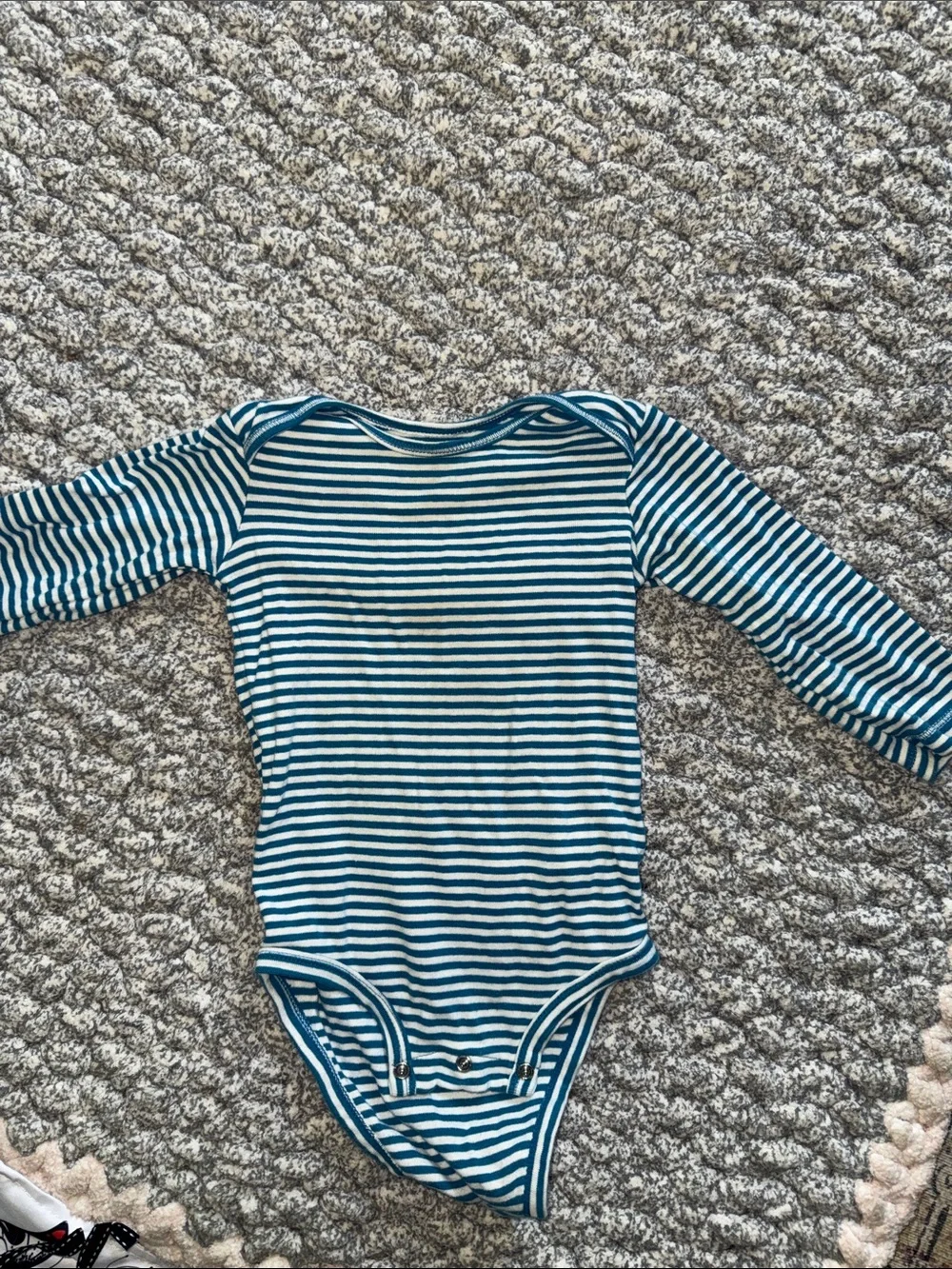 Carter's Teal and White Striped Long-Sleeve Baby Bodysuit